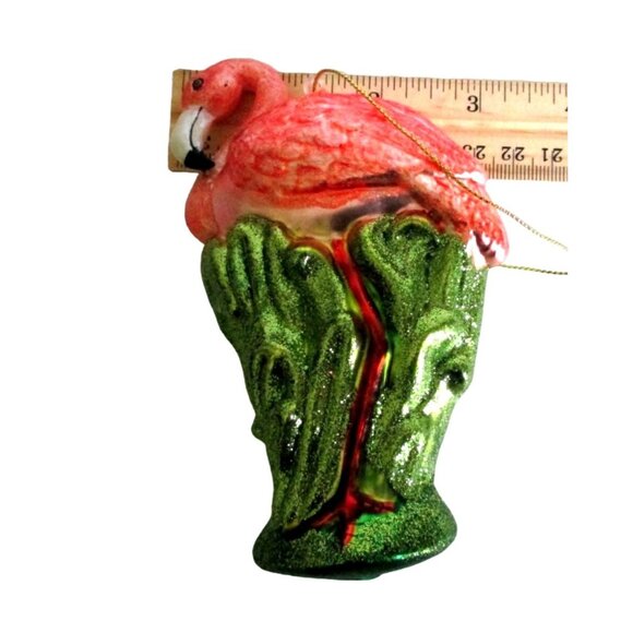 Flamingo Bird Glass Christmas Ornament Decoration - Picture 5 of 6